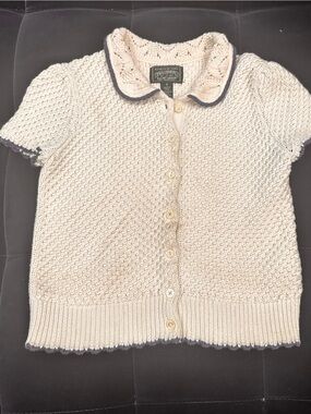 Ralph Lauren Cream Cable-Knit Short Sleeve Cardigan